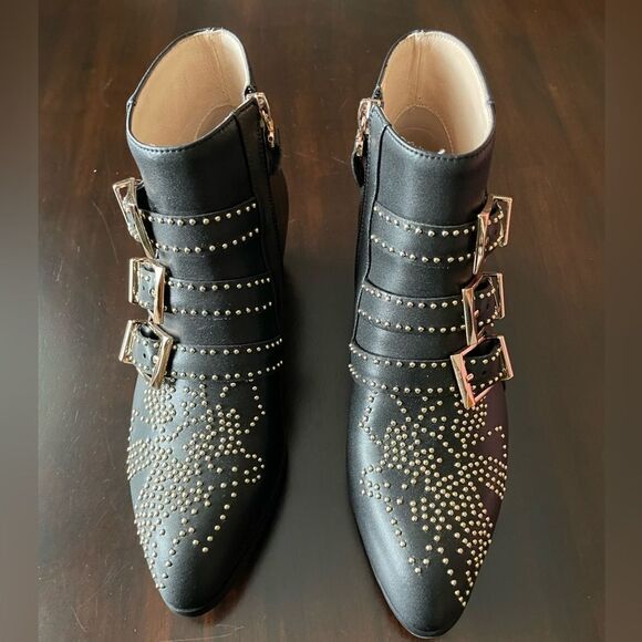Women's Black Studded Boots - Picture 2 of 7
